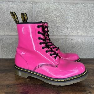 Dr. Martens 1460W Womens Size 11 US Neon Pink Leather Lace Up Combat Ankle Boots